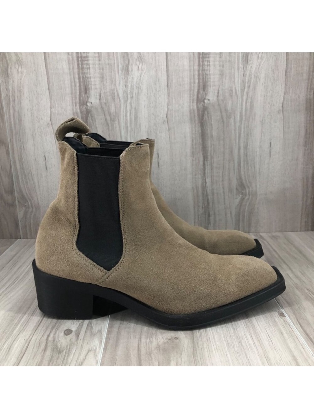 Zara Ankle Boots Womens EU 39 Tan Suede Slip On Chelsea Booties